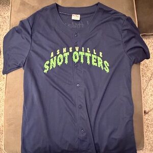 Asheville Tourist Snot Otters Navy Blue Baseball Jersey